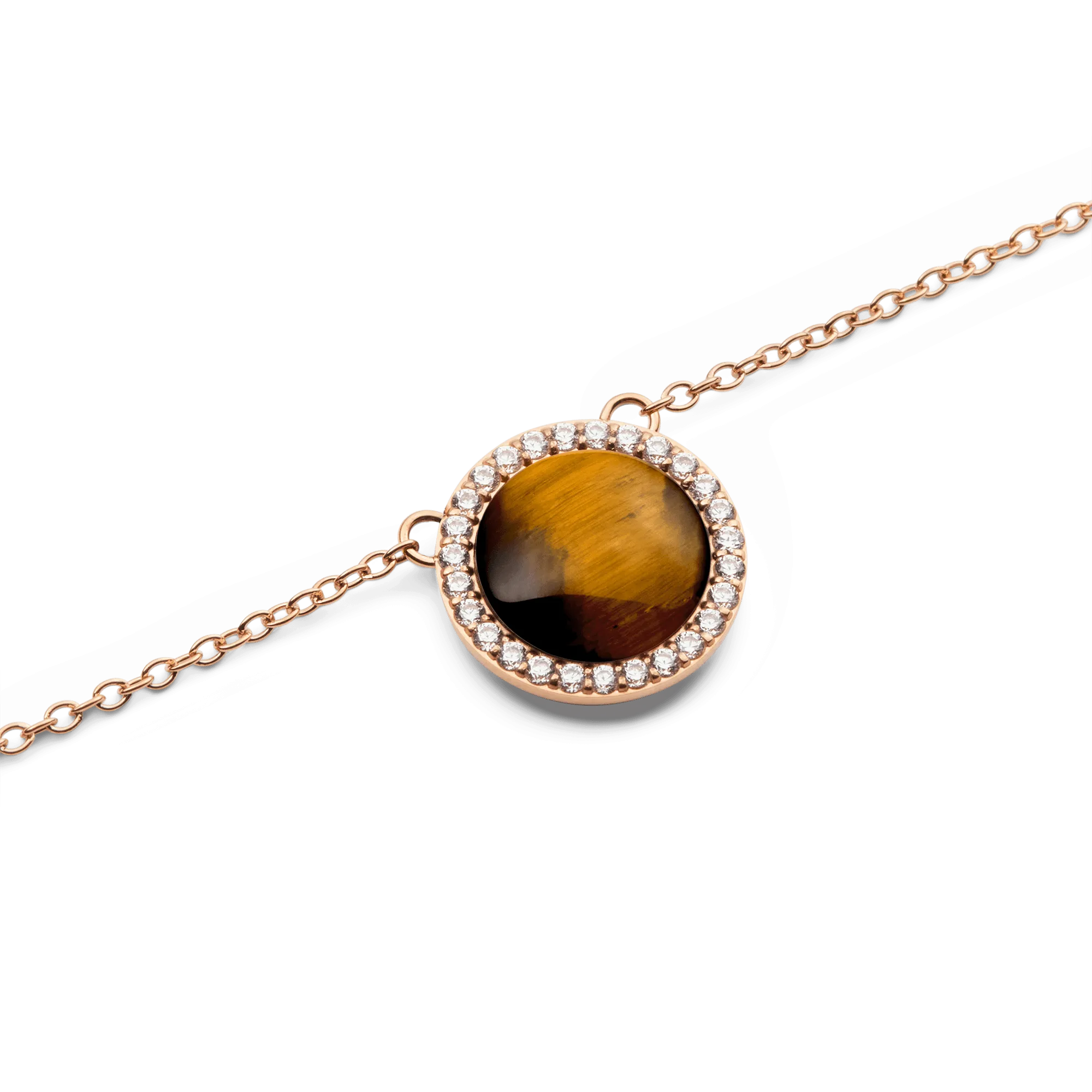 Audrey Necklace Tiger Eye Rose Gold