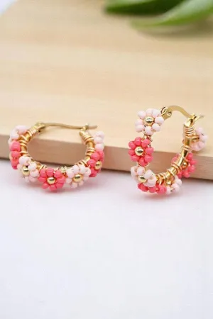 Beaded Earrings: Dark & Light Pink