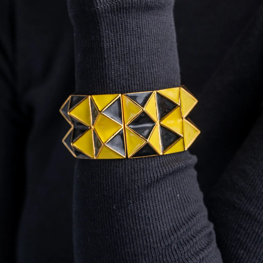 Black and Yellow Enamel Pyramid Bracelet