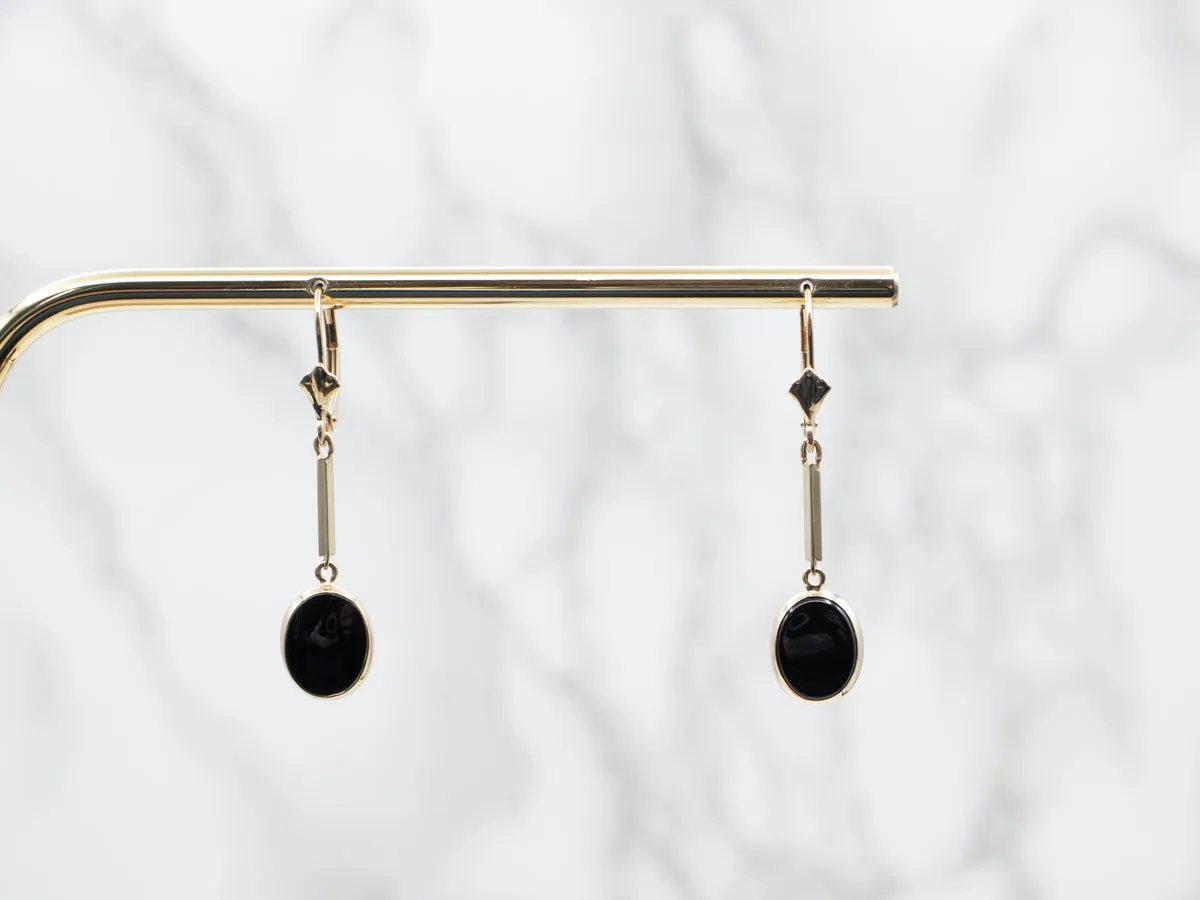 Black Onyx Bar Drop Earrings