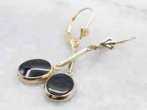 Black Onyx Bar Drop Earrings
