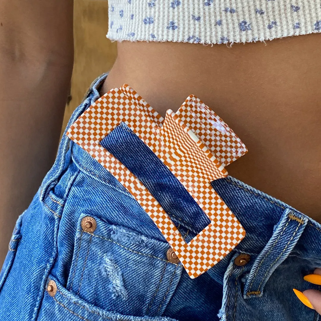 BOMBSHELL CLIP ORANGE CHECKER