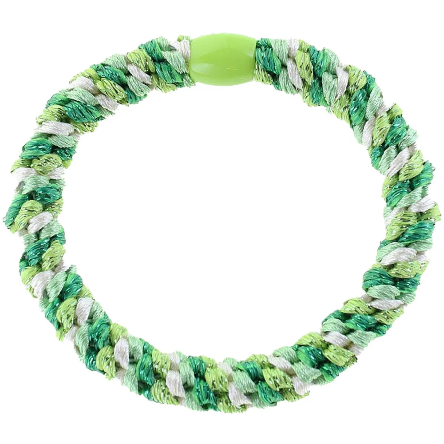 Bow's by St?r Braided Hair Elastic - Multi Green/Off-White Glitter 6-pack