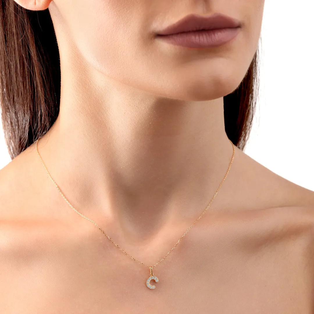 C Letter Pendant Yellow Gold