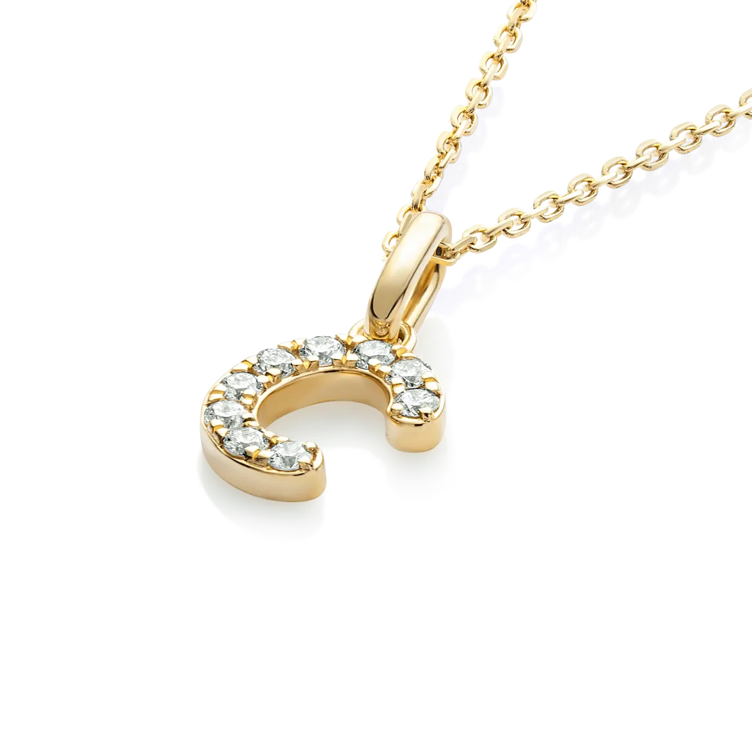 C Letter Pendant Yellow Gold