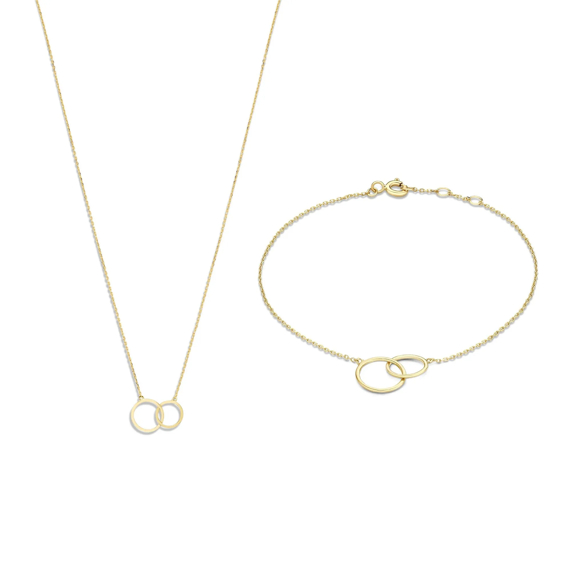 Cadeau d'Isabel 14 karat gold necklace & bracelet gift set with rings