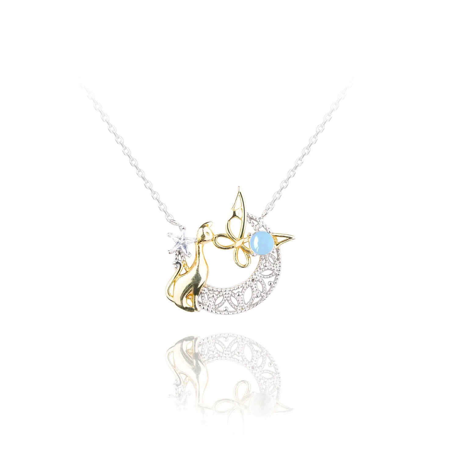 Cat hug butterfly Necklace
