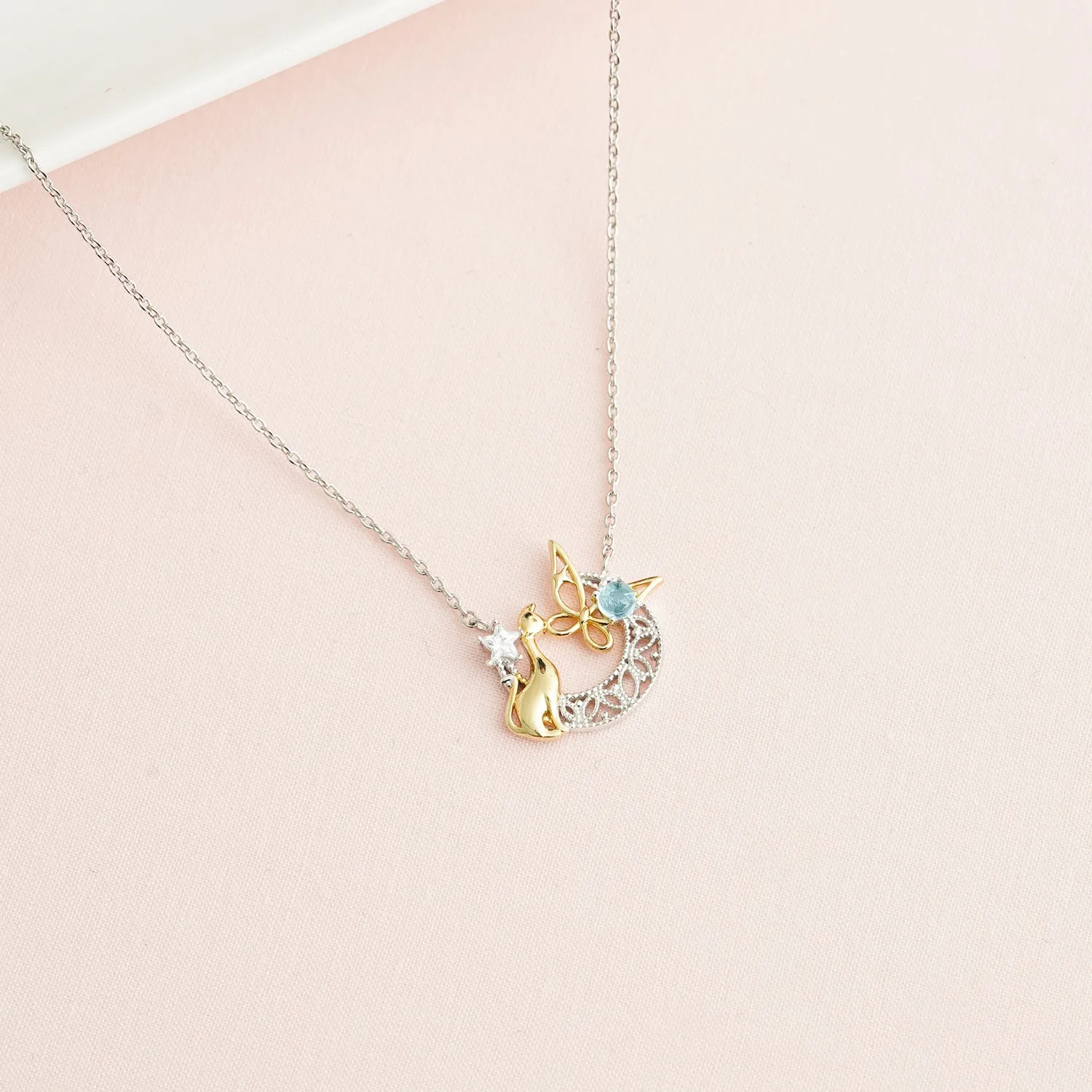 Cat hug butterfly Necklace