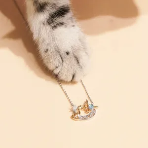 Cat hug butterfly Necklace