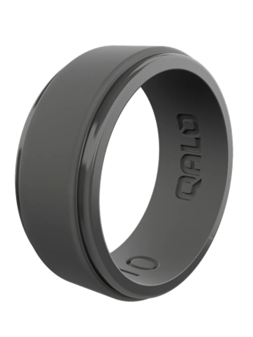 Charcoal Grey Step Edge Silicone Wedding Band