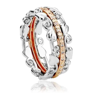 Clogau Am Byth Sterling Silver 9ct Rose Gold Diamond Ring D
