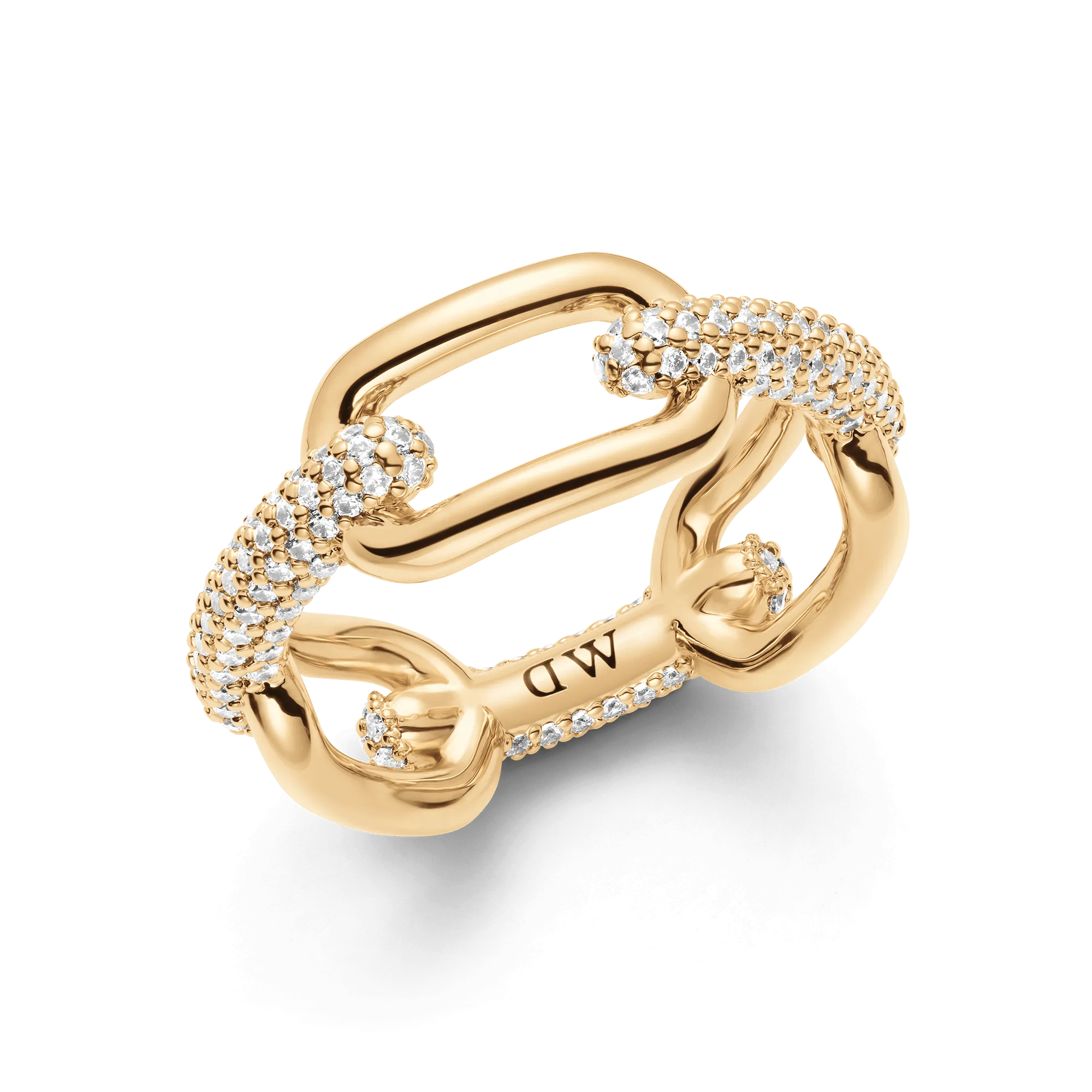 Crystal Link Ring Gold