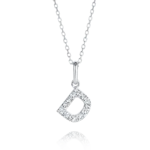 D Letter Pendant White Gold