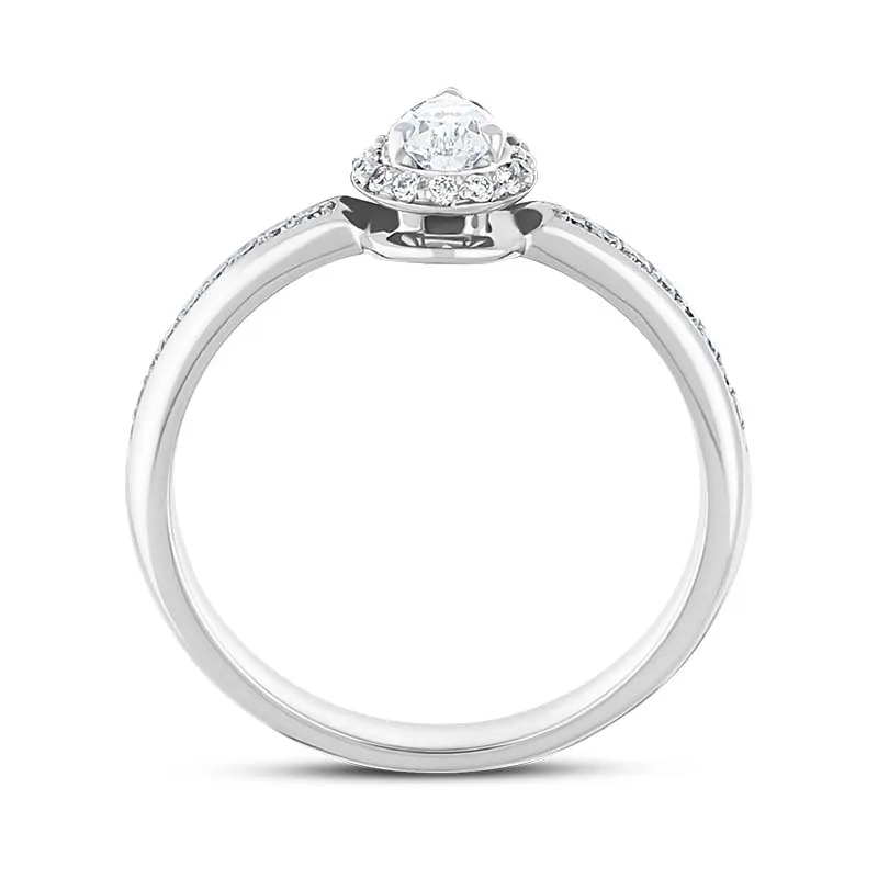 Damiani Minou Platinum 0.47ct Diamond Pear Cut Pave Ring