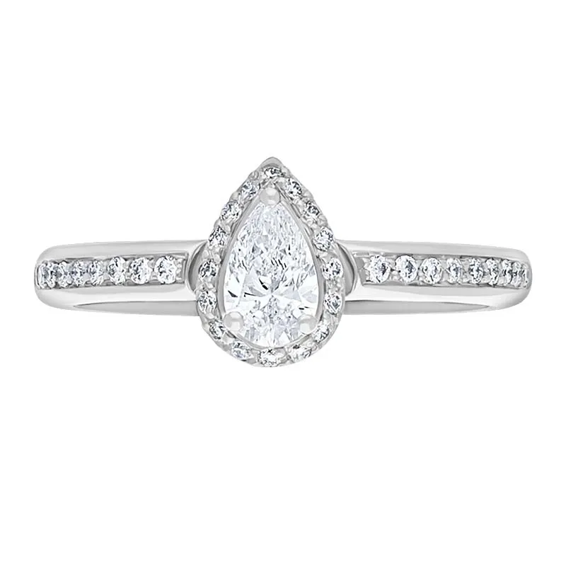 Damiani Minou Platinum 0.47ct Diamond Pear Cut Pave Ring