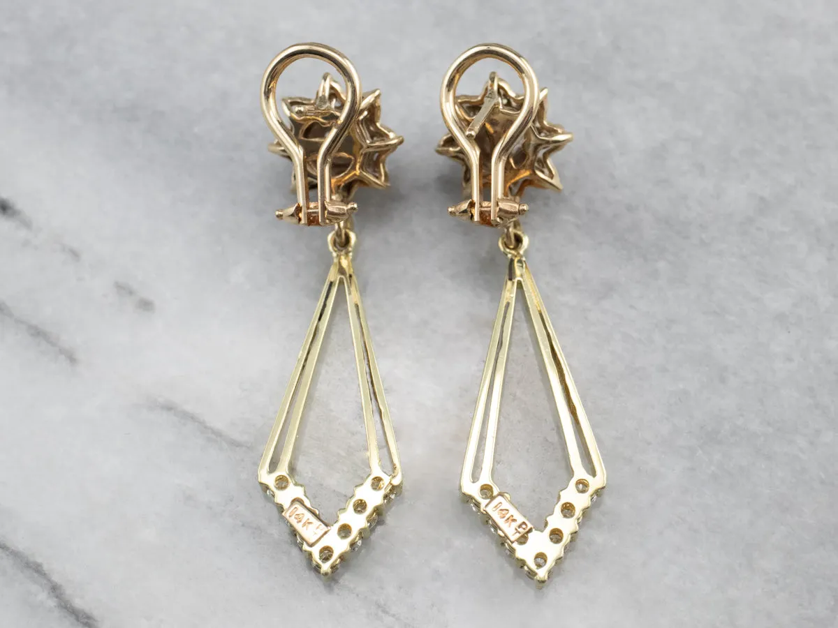 Diamond Gold Statement Drop Earrings