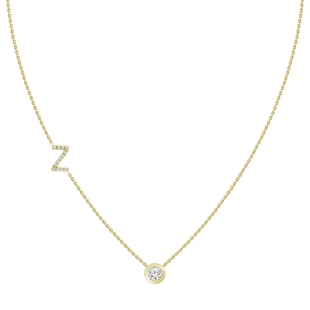 Diamond Letter Pendant Necklace