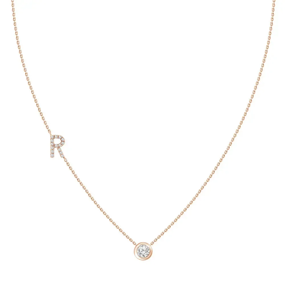 Diamond Letter Pendant Necklace
