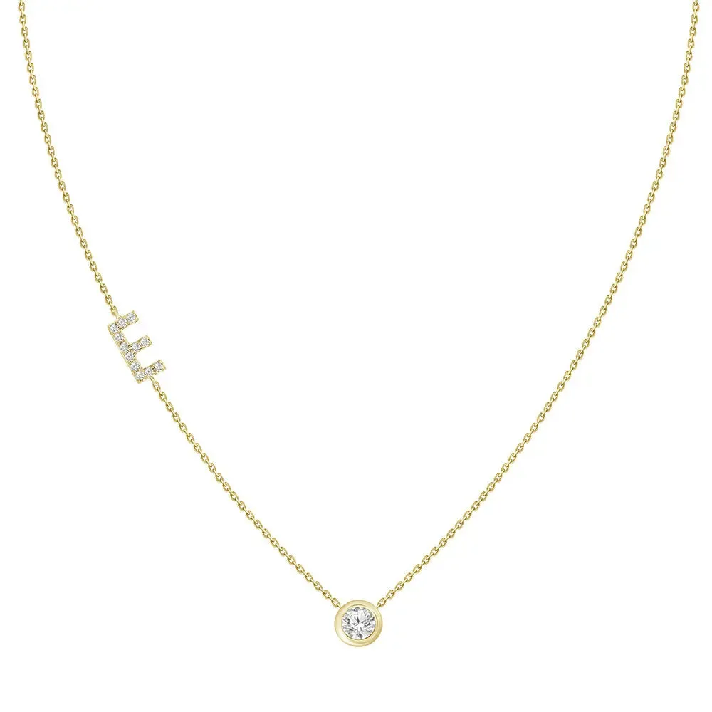 Diamond Letter Pendant Necklace