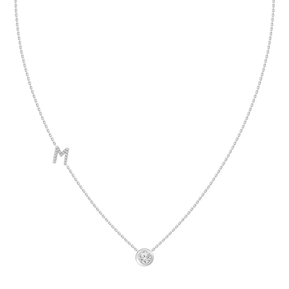 Diamond Letter Pendant Necklace