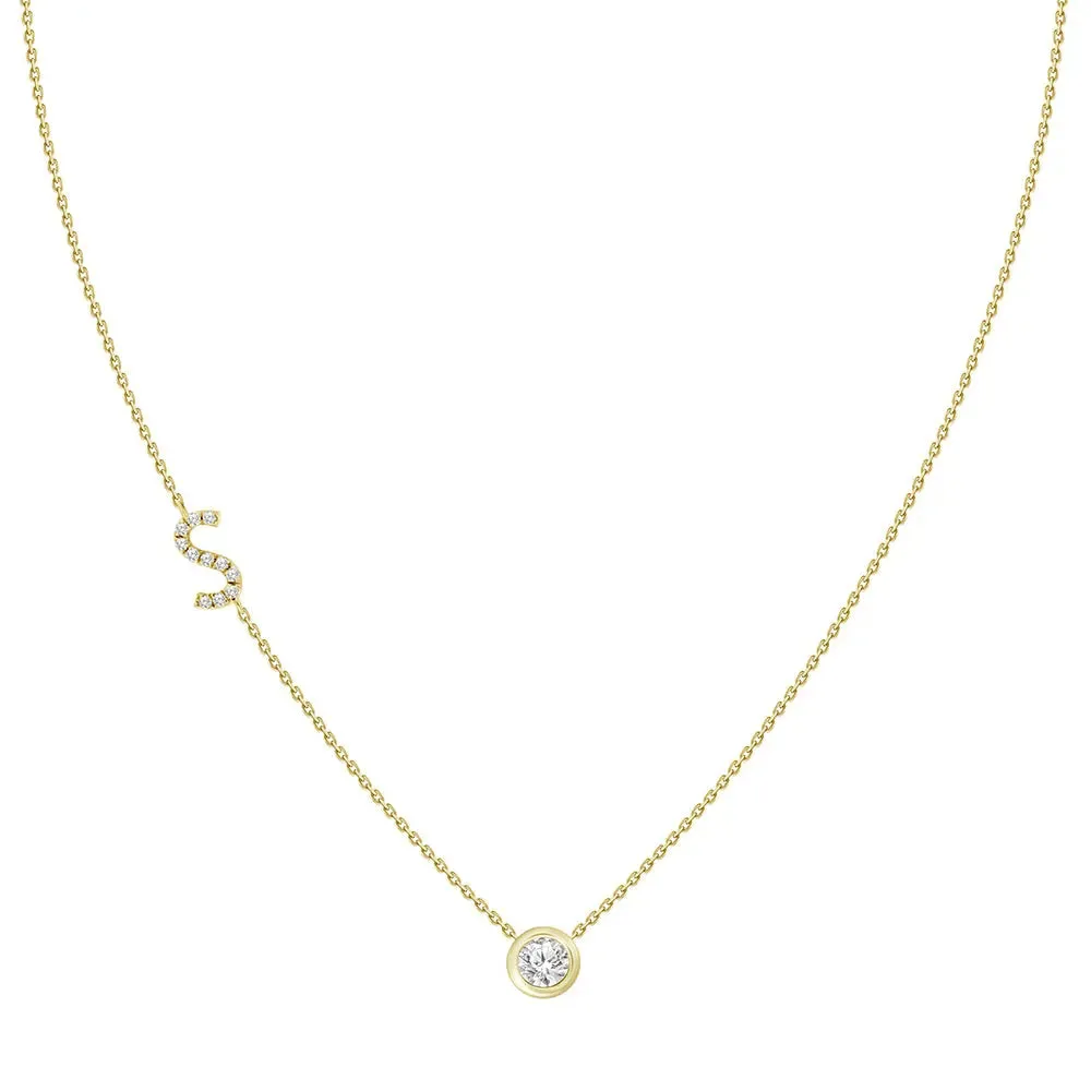 Diamond Letter Pendant Necklace