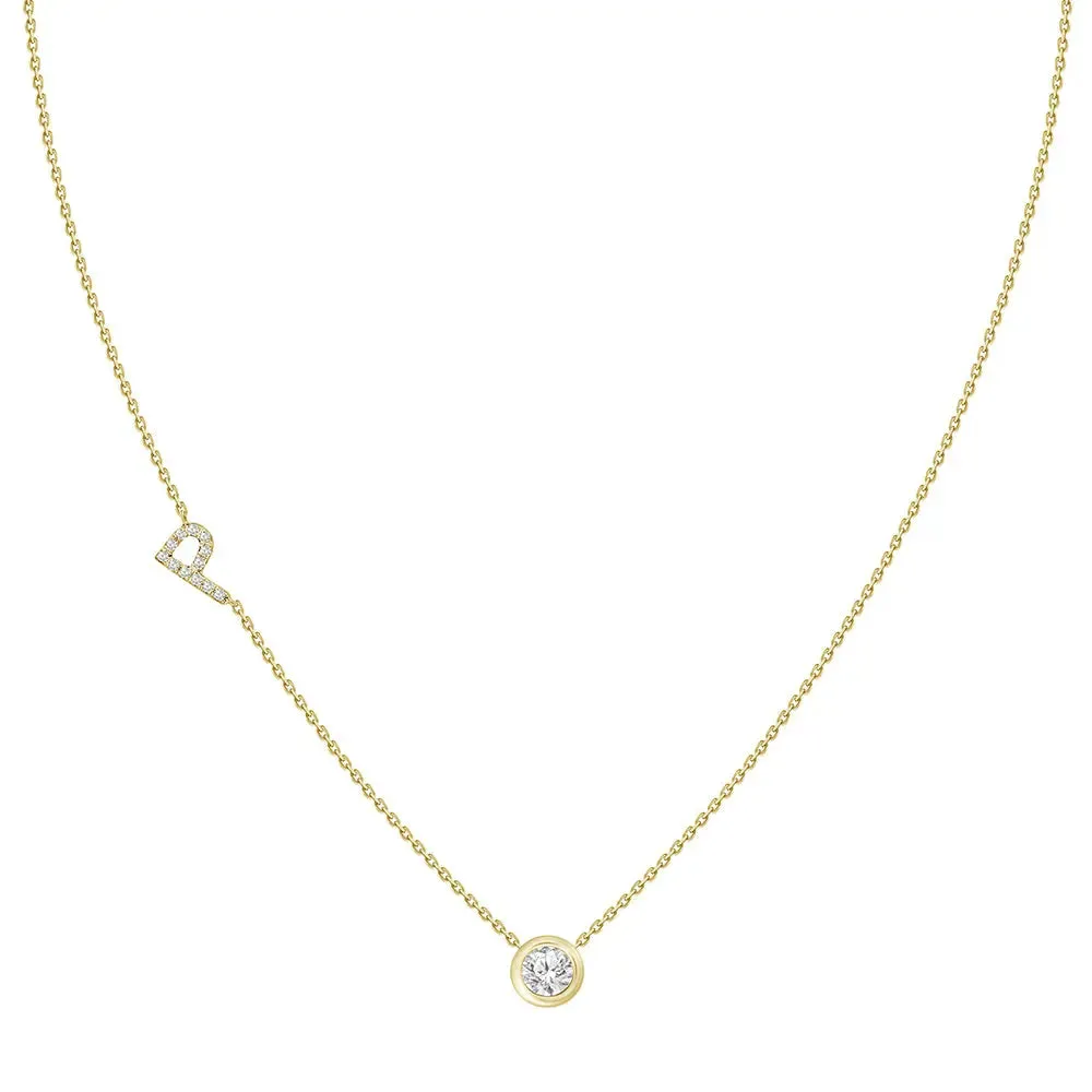 Diamond Letter Pendant Necklace