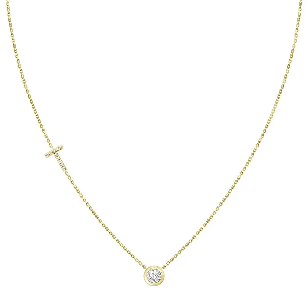 Diamond Letter Pendant Necklace