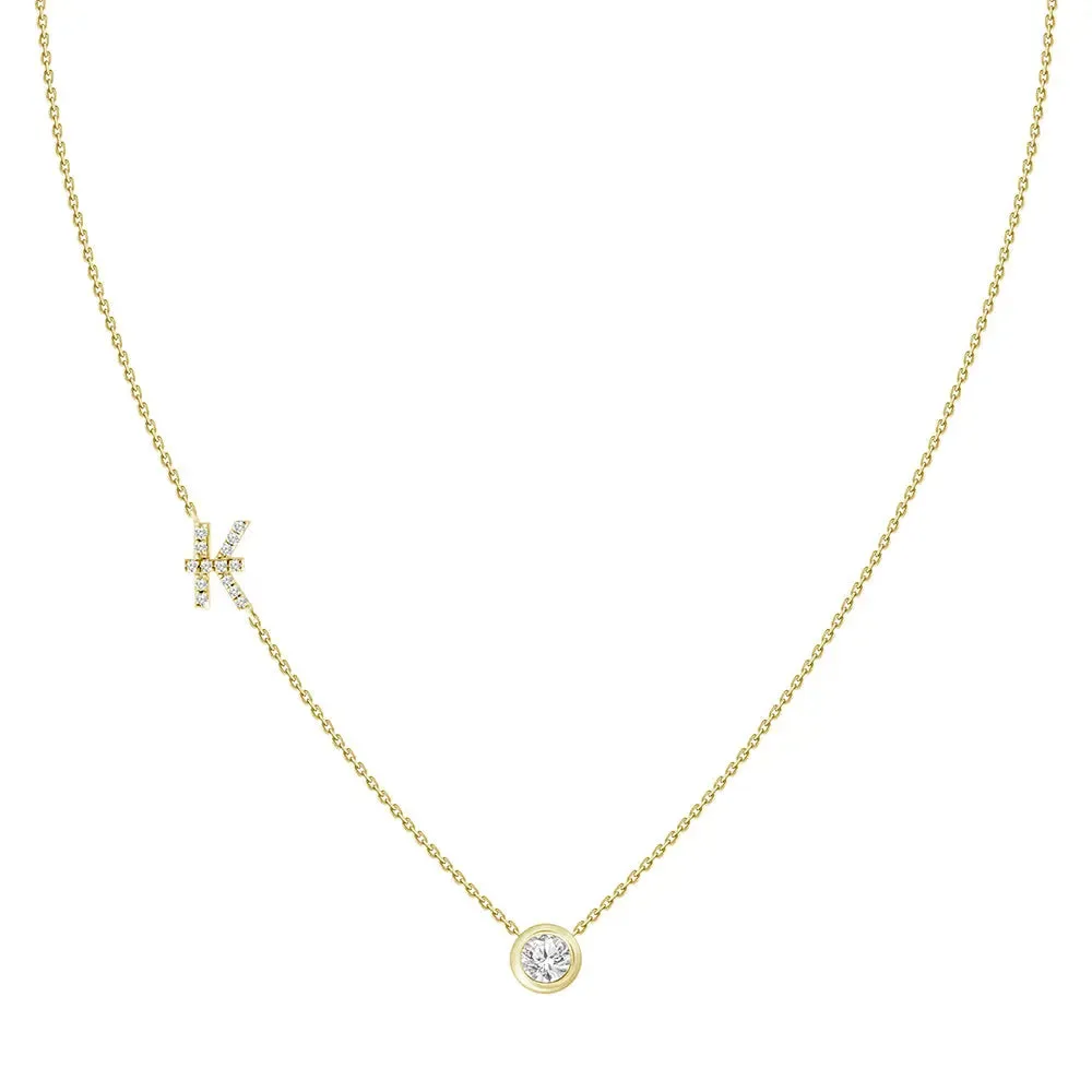 Diamond Letter Pendant Necklace