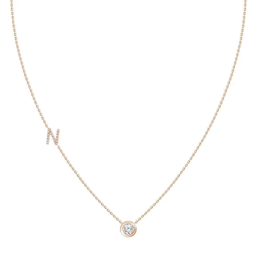 Diamond Letter Pendant Necklace