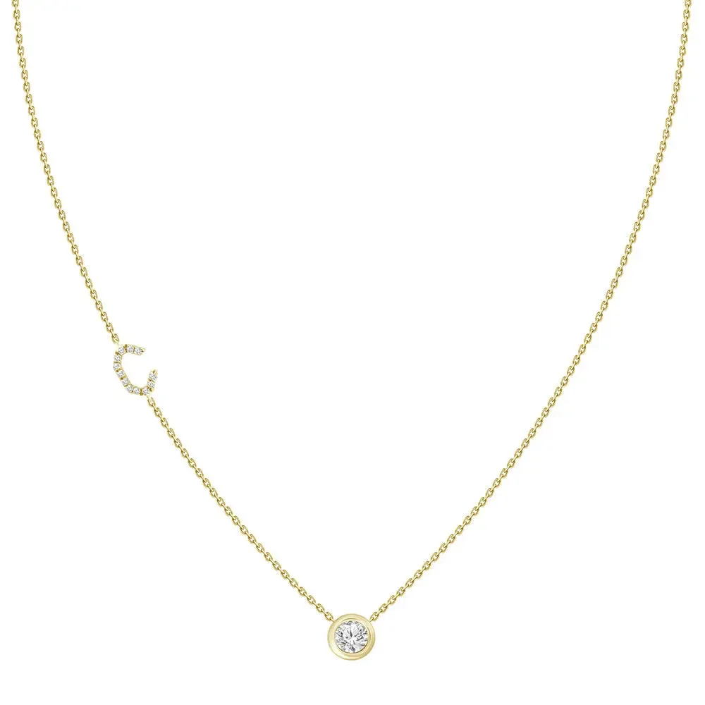 Diamond Letter Pendant Necklace