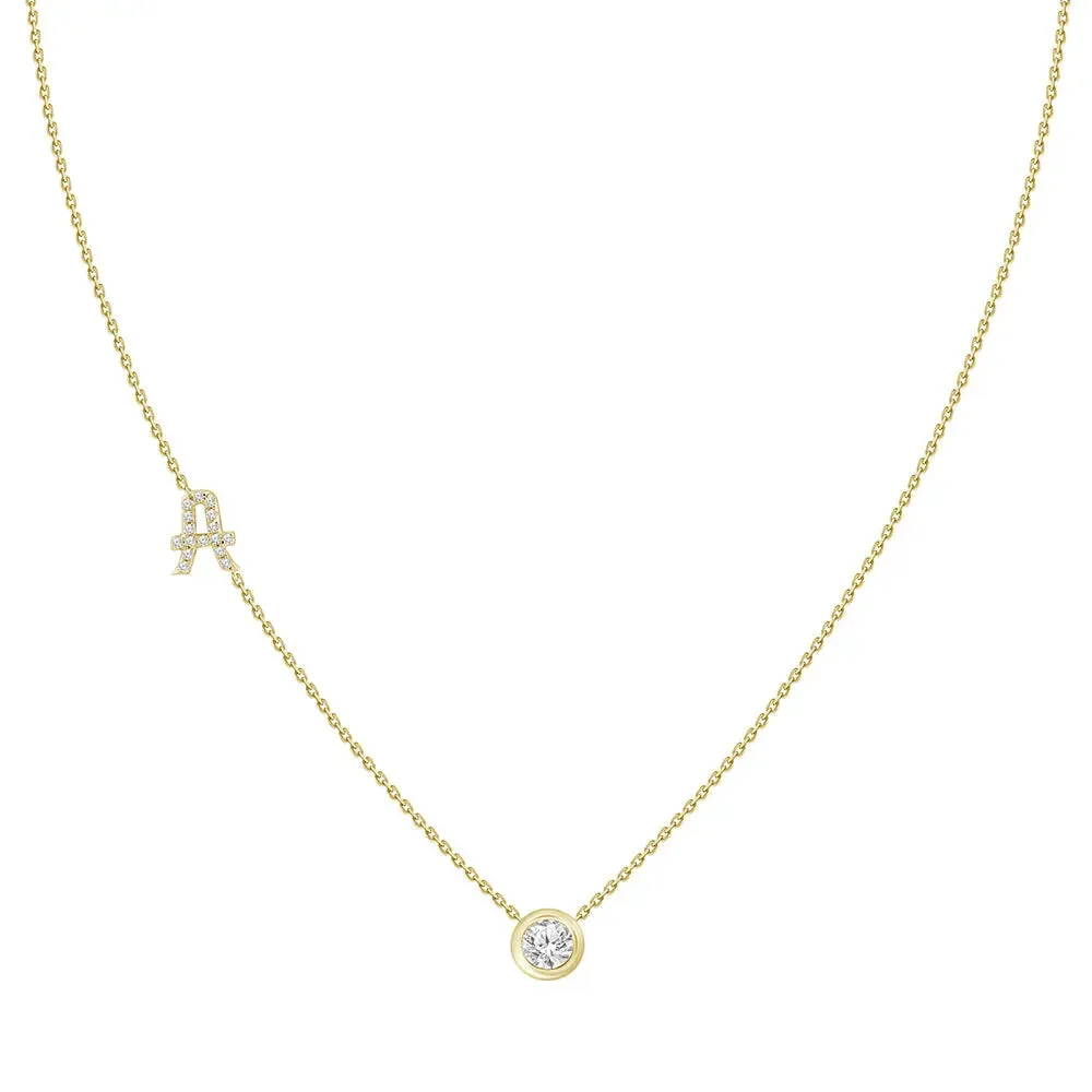 Diamond Letter Pendant Necklace