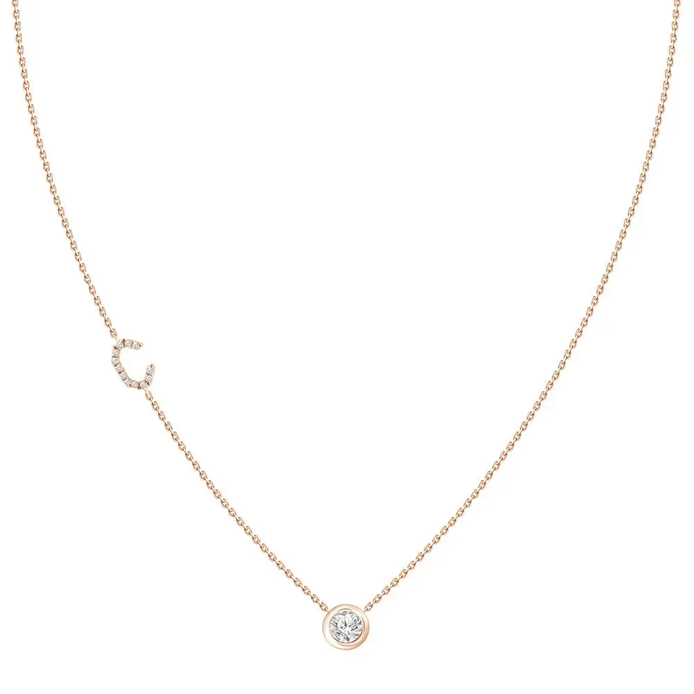 Diamond Letter Pendant Necklace
