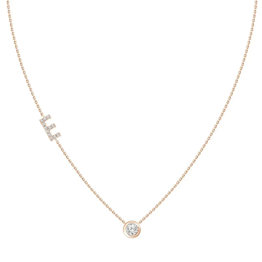 Diamond Letter Pendant Necklace