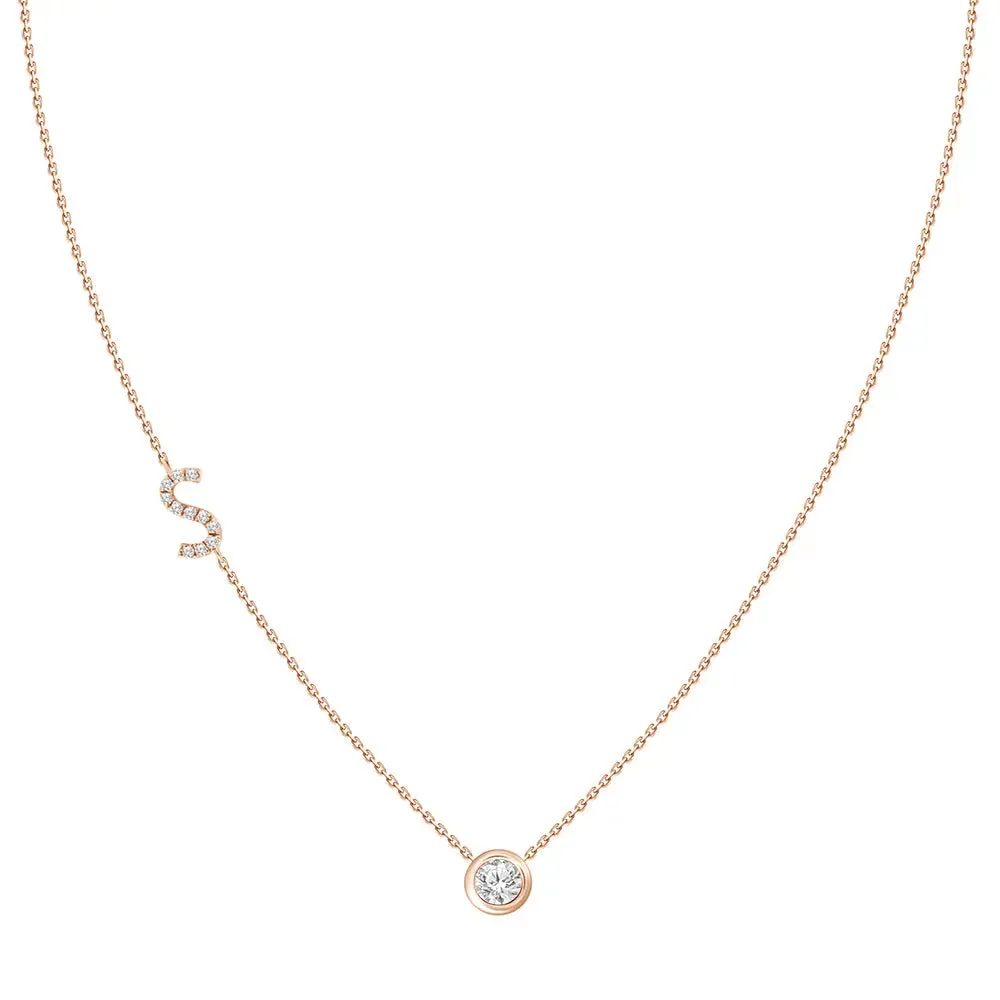 Diamond Letter Pendant Necklace
