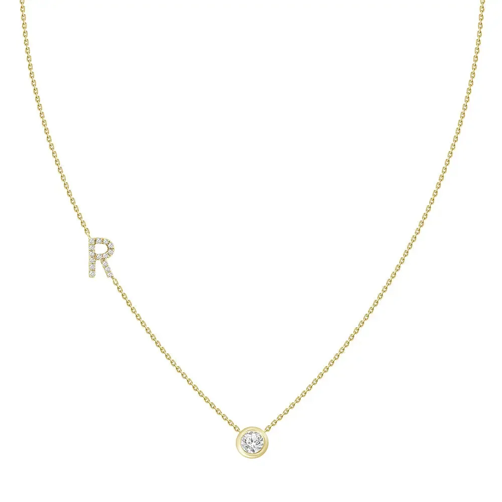 Diamond Letter Pendant Necklace