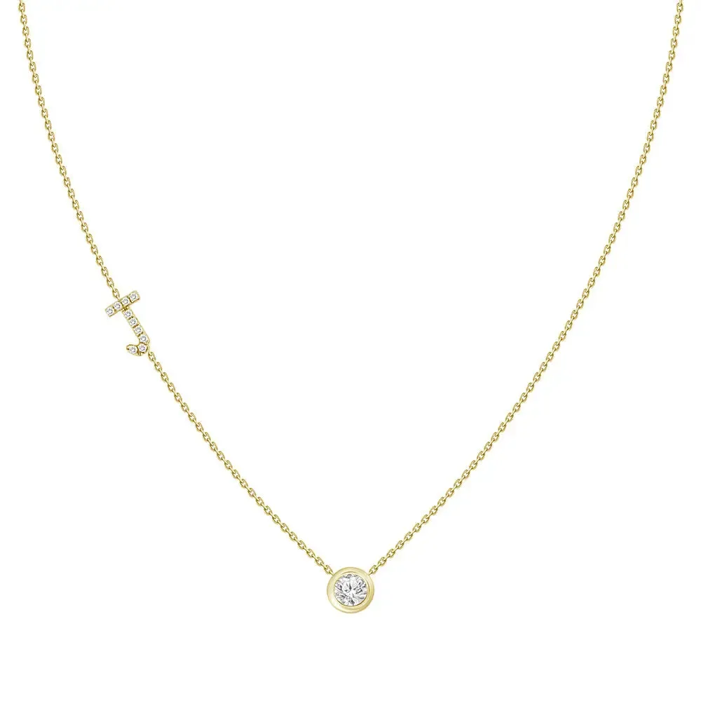 Diamond Letter Pendant Necklace