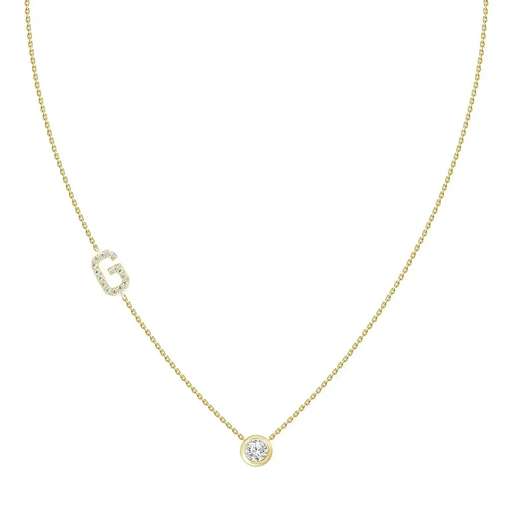 Diamond Letter Pendant Necklace
