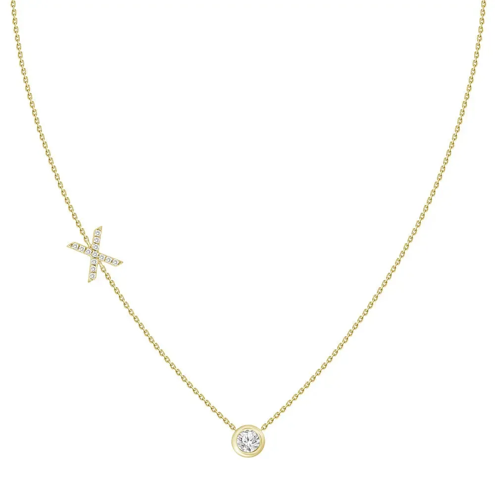 Diamond Letter Pendant Necklace
