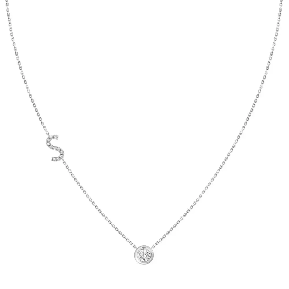 Diamond Letter Pendant Necklace