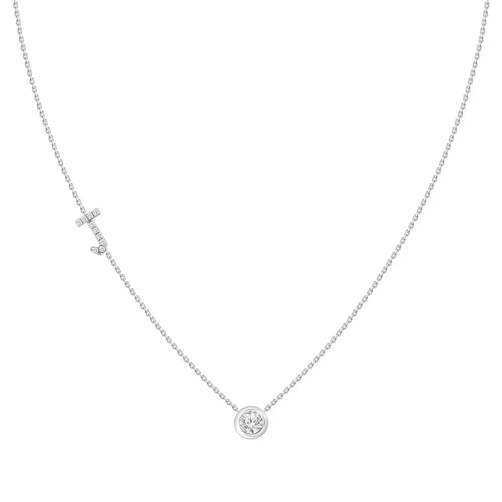 Diamond Letter Pendant Necklace