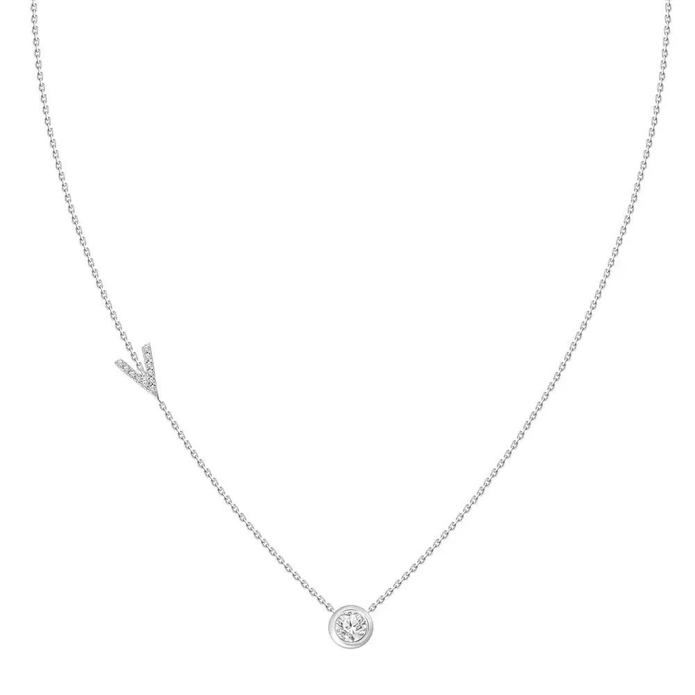 Diamond Letter Pendant Necklace