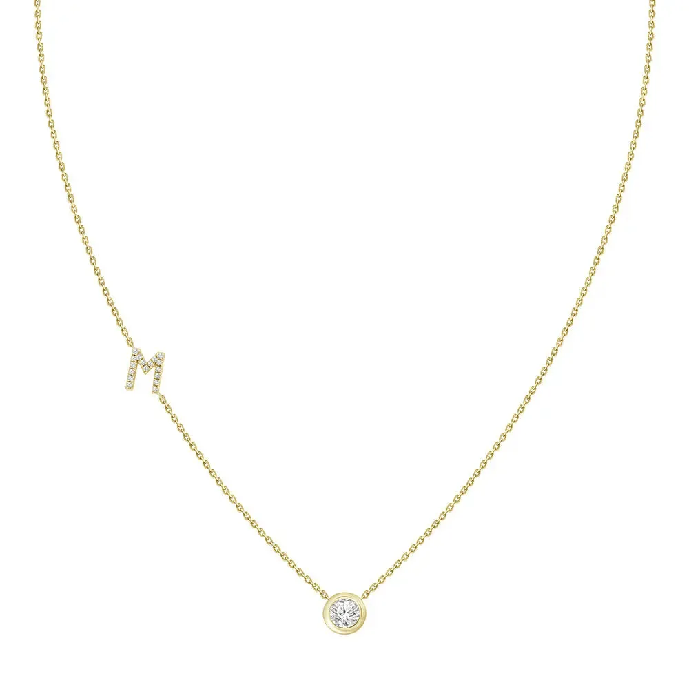 Diamond Letter Pendant Necklace