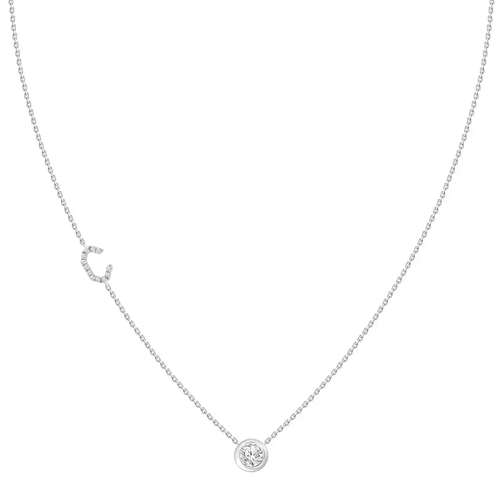 Diamond Letter Pendant Necklace