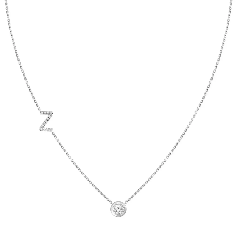 Diamond Letter Pendant Necklace