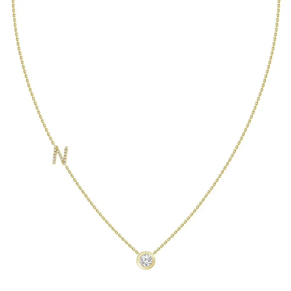 Diamond Letter Pendant Necklace