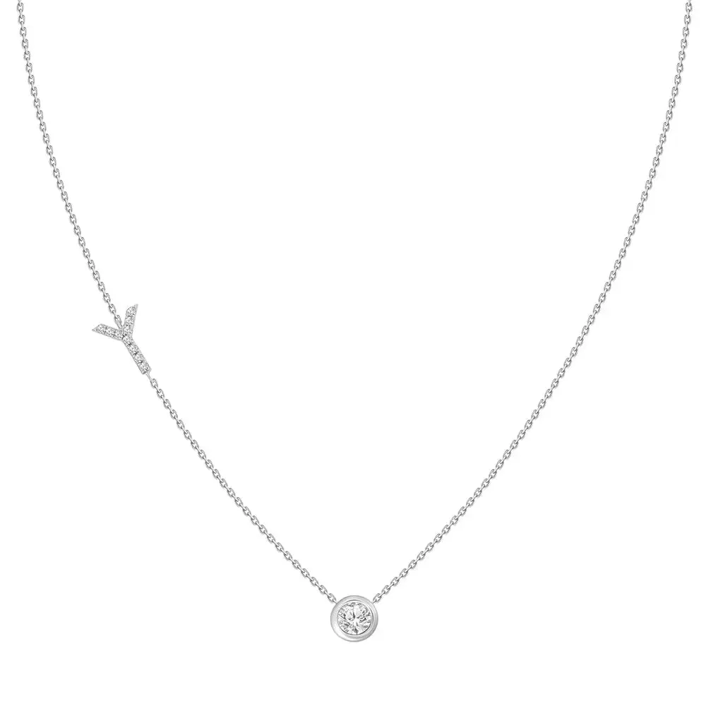 Diamond Letter Pendant Necklace