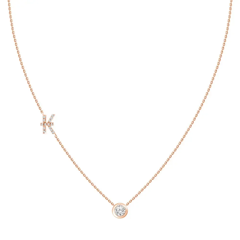 Diamond Letter Pendant Necklace