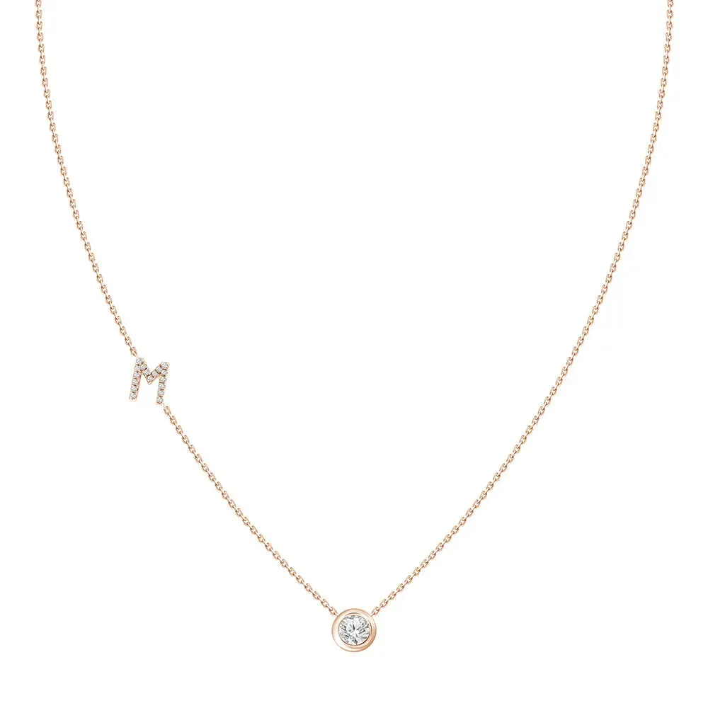 Diamond Letter Pendant Necklace