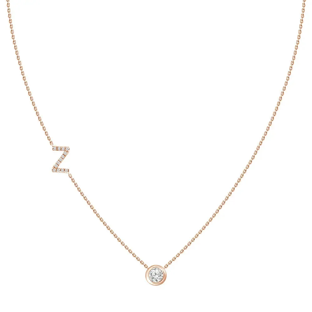 Diamond Letter Pendant Necklace