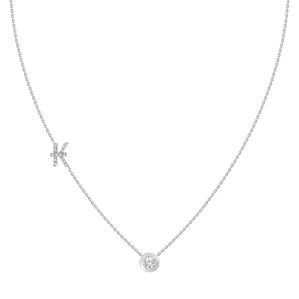 Diamond Letter Pendant Necklace